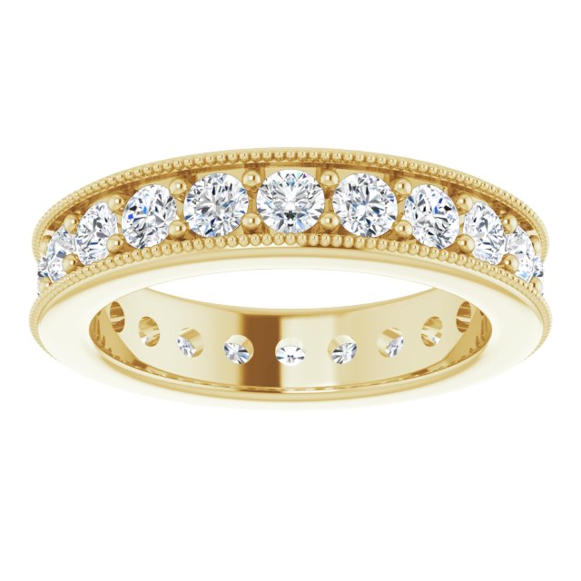 1.76 ct. Round Diamond Eternity Band Milgrain Accent Ring-VIRABYANI